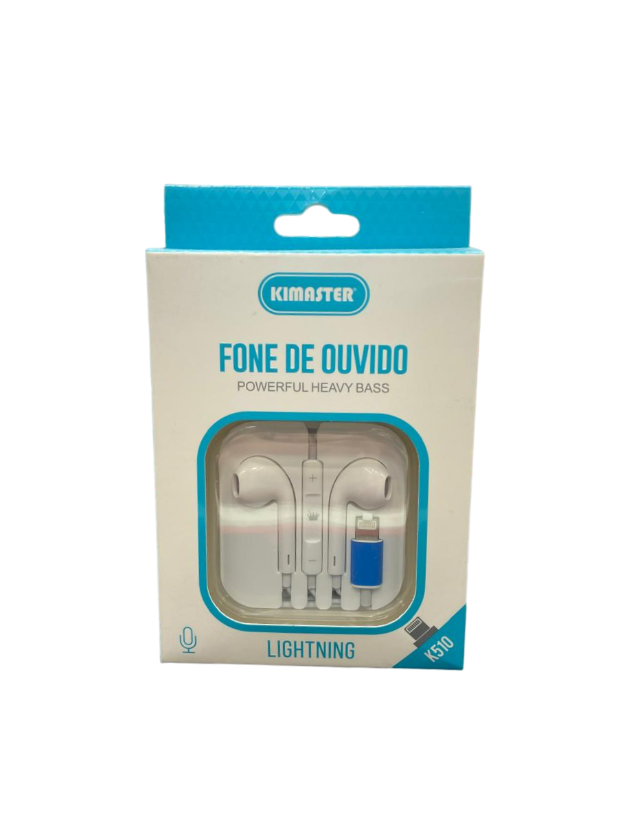 Fone de Ouvido kimaster Lightning K510 Branco